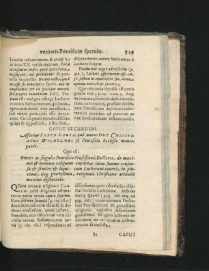 Caput Secundum. Affertur Sexta Causa, qua motus Dux Christianus Wlhelmus se Pontificae Ecclesiae mancipavit.
