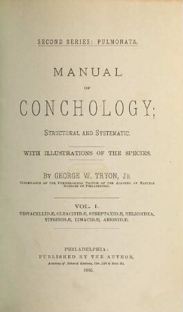 Manual of Conchology : structural and systematic. Vol. 1, Text