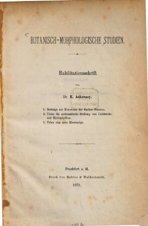 Botanisch-morphologische Studien : Habilitationsschrift