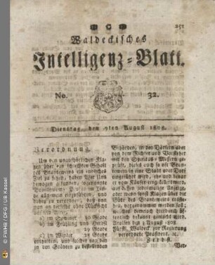 No. 32. Dienstag, den 9ten August
