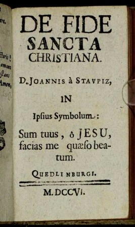 De Fide Sancta Christiana