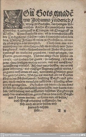 Von Gots gnade wir Johanns Fridrich...