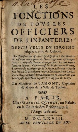 Les fonctions de tous les officiers de l'infanterie