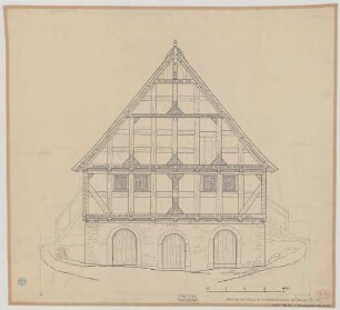 Titmaringhausen (Kreis Brilon): Hof Nr. 23 Frese. Speicher (Giebelansicht)