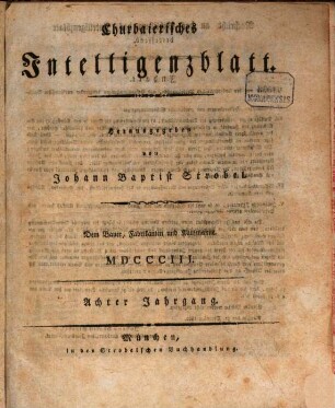 Churbaierisches Intelligenzblatt. 1803 = Jg. 8