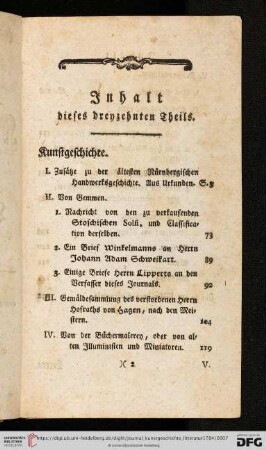 Inhalt dieses dreyzehnten Theils