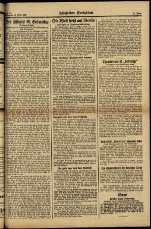 Dritte Ausgabe vom Mittwoch, den 19. April 1939.