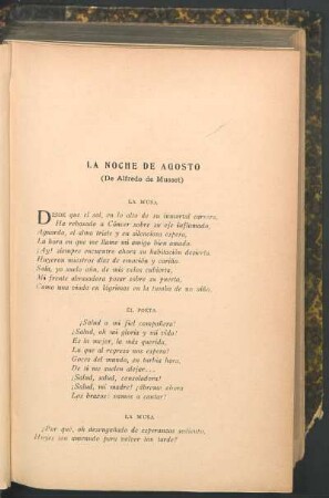 La noche de Agosto (De Alfredo de Musset)