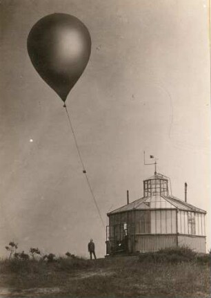 Kugelballon in der Luft, in der Nähe der Messstation
