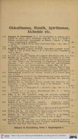 Okkultismus, Mystik, Spiritismus, Alchemie etc. (Nr. 1116 - 1400)