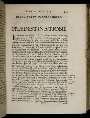 Exercitatio Decima-Quinta. De Praedestinatione.