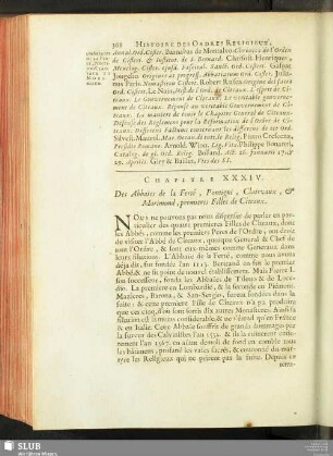 Chapitre XXXIV. Des Abbaïes de la Ferté, Pontigni, Clairvaux, & Morimond, premiers Filles de Cîteaux