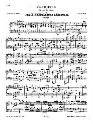 Felix Mendelssohn-Bartholdys Werke, 11,71. Nr. 71, Capriccio : op. 118 in E. - 9 S. - Pl.-Nr. M.B.71