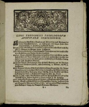Libri Theologici Theologorvm Avgvstanæ Confessionis.