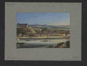 Ansicht von Pirna, Lithographie, um 1850? : Pirna. Sächs. Schweiz. - [S.l. : um 1850?]. - 1 Kunstbl. : Lithogr. ; 11 x 7 cm