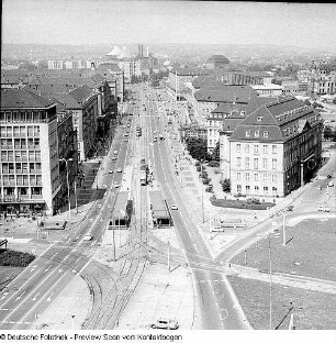 Pirnaischer Platz (Blicke vom Hochhaus, Hubkran, Fußgängertunnel)