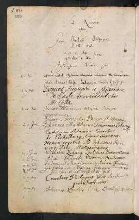 Sommerhalbjahr 1734. Rektorat Georg Bernhard Bilfinger