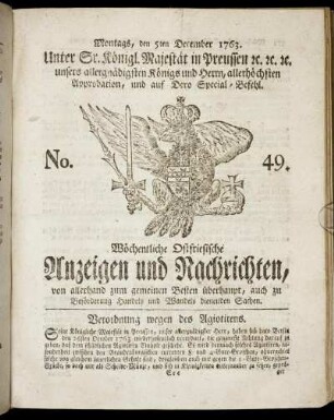 No. 49. Montags, den 5ten December 1763.