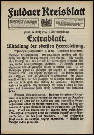 Zweite Ausgabe vom Samstag, den 06. März 1915.