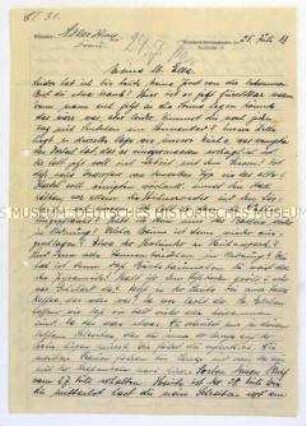 Handschriftlicher Brief eines politischen Häftlings aus dem Gerichtsgefängnis Remscheid an seine Ehefrau (?) - Personenkonvolut