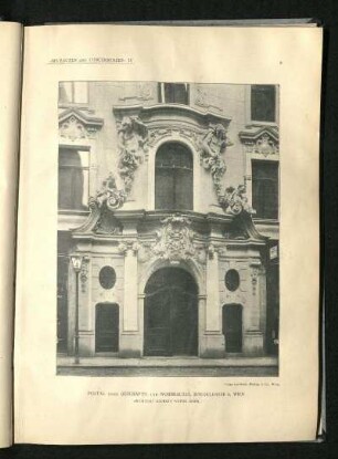 Portal eines Geschäfts- und Wohnhauses, Spiegelgasse 6, Wien. Architekt: Baurath Victor Sidek.