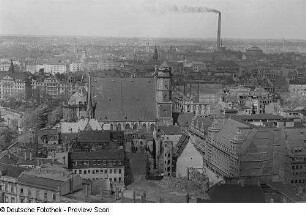 Leipzig. Blick vom Neuen Rathaus in Richtung Thomaskirche