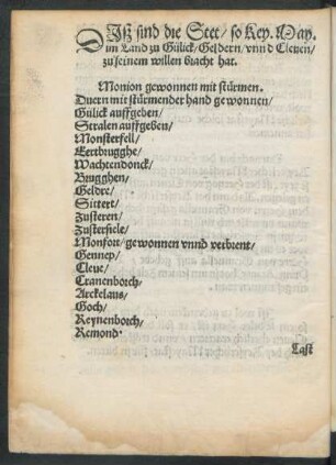 Daß sind die Stet/ ...