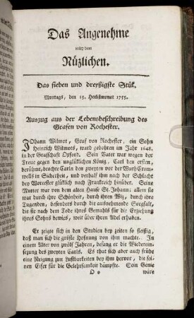 Das sieben und dreyßigste Stück. Montags, den 15. Herbstmonat, 1755.