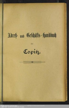 Adreß- und Geschäfts-Handbuch für Copitz