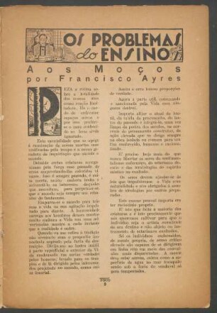 Aos moços : Os problemas do ensino