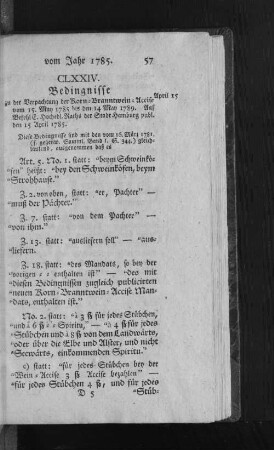 CLXXIV. Bedingnisse