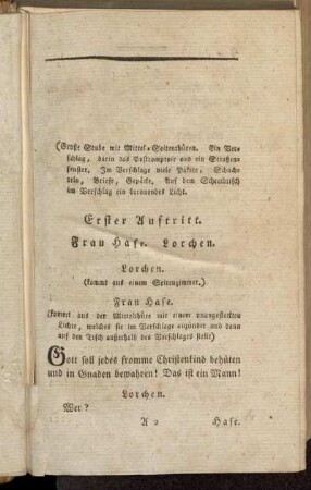 Erster Auftritt - Sechster Auftritt