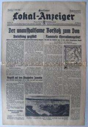 Tageszeitung "Berliner Lokal-Anzeiger" u.a. über den Krieg in der Sowjetunion und in Nordafrika
