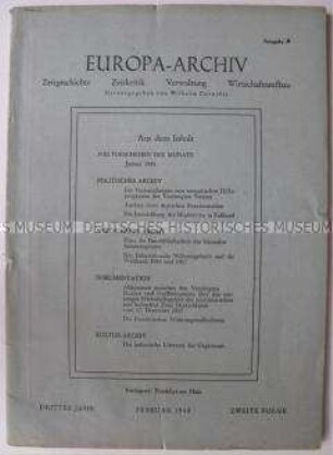 Fachzeitschrift "Europa-Archiv" zu Problemen der europäischen Nachkriegsordnung