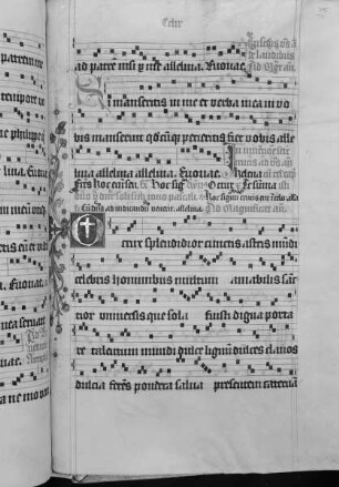 Antiphonarium (Benediktinerhandschrift) — Initiale O (crux splendidior), darin ein Kreuz, Folio 245recto