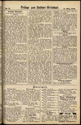 Zweite Ausgabe vom Samstag, den 27. März 1886.