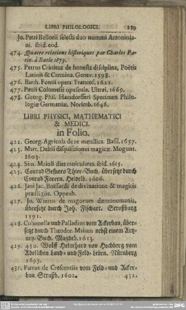 Libri Physici, Mathematici & Medici