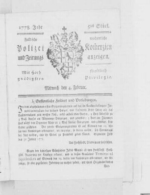5tes Stück., Ausgabe vom 4. Februar 1778