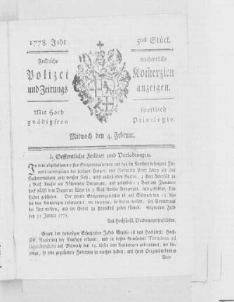 5tes Stück., Ausgabe vom 4. Februar 1778