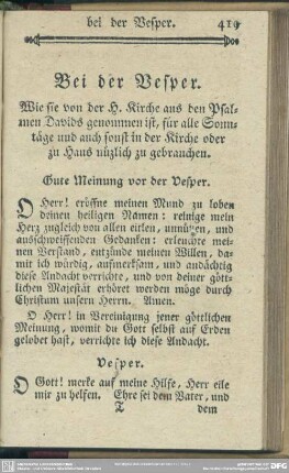 Andachts-Uebungen bei der Vesper