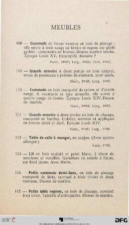 Meubles (Nr. 108-137)