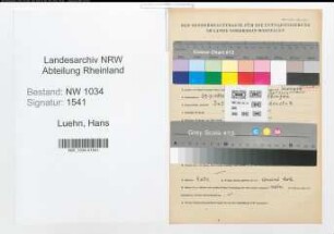 Entnazifizierung Hans Luehn , geb. 18.10.1886 (Deckoffizier)