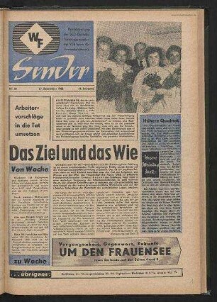 Betriebszeitung 'WF-Sender', Nr.38/1962 (27. September 1962)