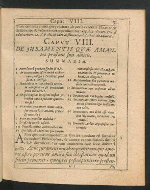 Caput VIII. De Iuramentis Quae Amantes praestant suis amicis.