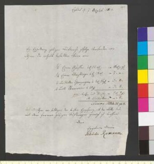 Brief von Ramann, Gebrüder an Goethe, Johann Wolfgang von