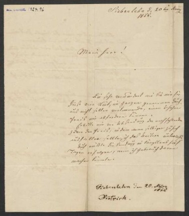 [Brief von Amalie Dietrich an Ludwig Wilhelm Schaufuss vom 20.03.1856]