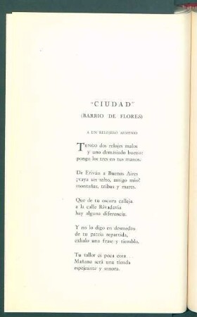 "Ciudad" (Barrio de flores) : A un relojero armenio