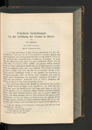 Periodische Erscheinungen bei der Auflösung des Chroms in Säuren.