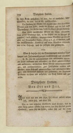 Dreizehnte Lection. Von Ort und Zeit