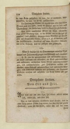 Dreizehnte Lection. Von Ort und Zeit